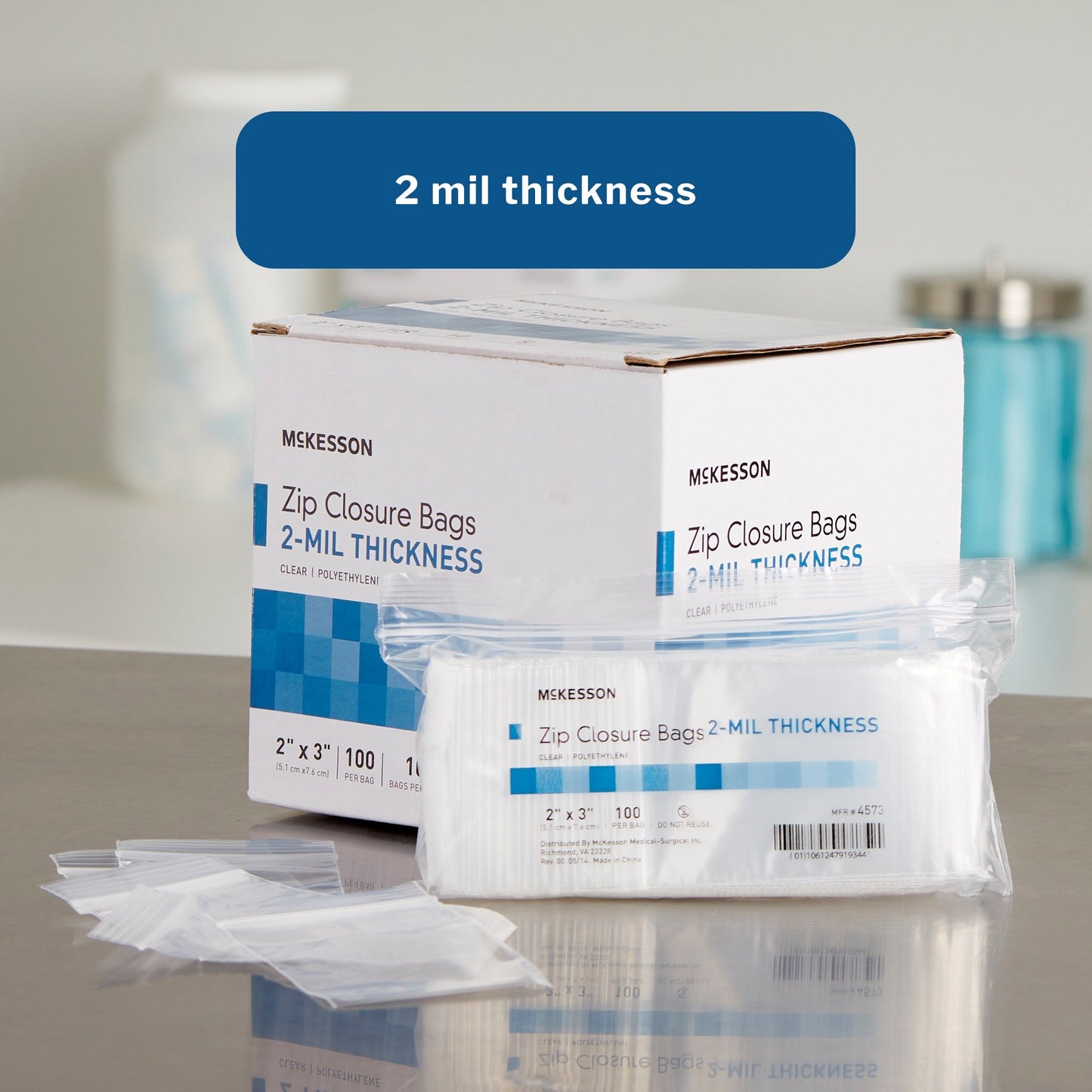 Reclosable Bag McKesson 2 X 3 Inch Polyethylene Clear Zipper Closure, Packaging Type- Box