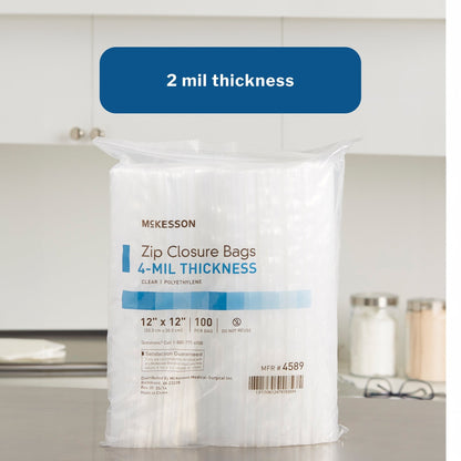 Reclosable Bag McKesson 12 X 12 Inch Polyethylene Clear Zipper Closure, Packaging Type- Box