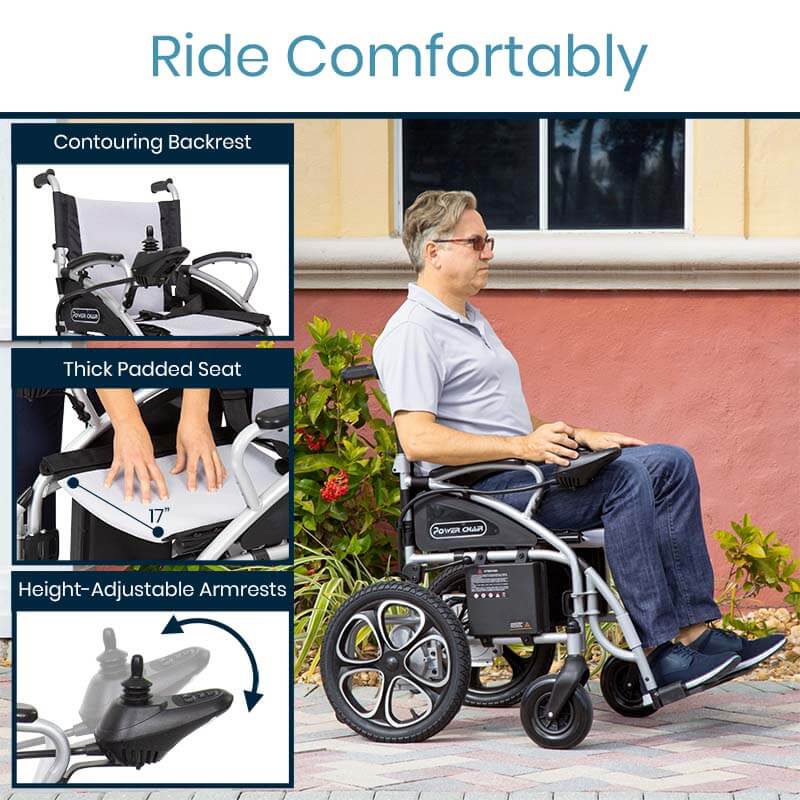 Compact Power Wheelchair - Foldable Long Range Transport Aid - folding-power-wheelchair