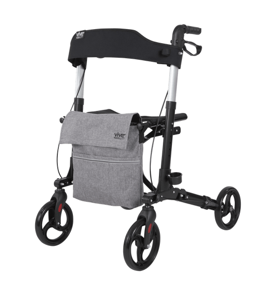 Walker Rollator - Lightweight Foldable Walking Transport - Red - rollator-walker