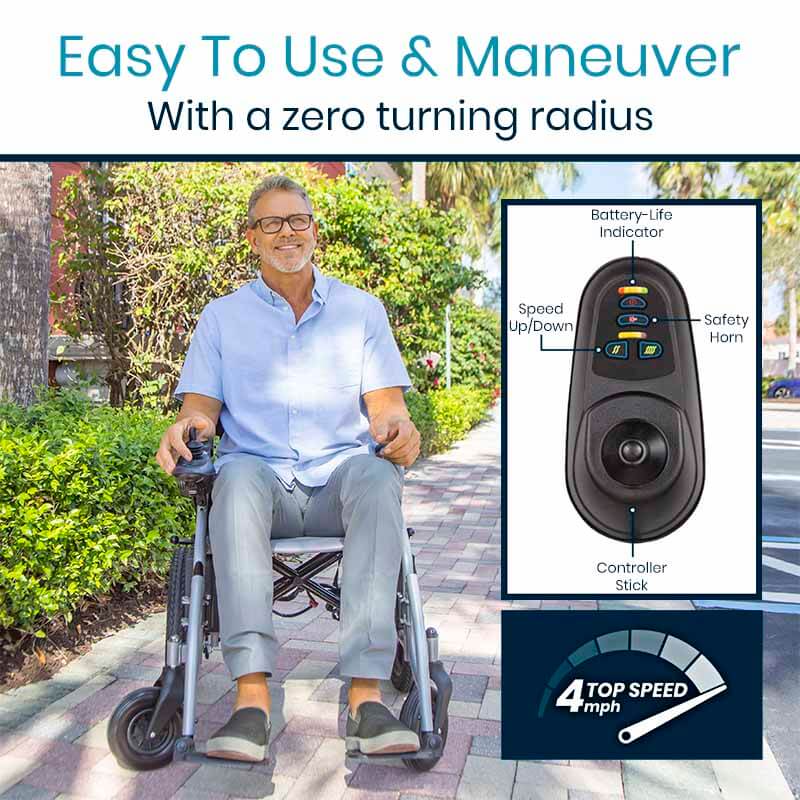 Compact Power Wheelchair - Foldable Long Range Transport Aid - folding-power-wheelchair