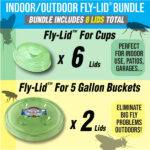 Fly Lid Combo- Indoor Outdoor Eco Friendly Fly Control Pack – Includes (6) Fly-Lids for Disposable Cups and (2) 5 Gallon Bucket Fly-Condo™ Lids. - fly-lid-combo-indoor-outdoor-eco-friendly-fly-control-pack-includes-6-fly-lids-for-disposable-cups-and-2-5-gallon-bucket-fly-condo™-lids