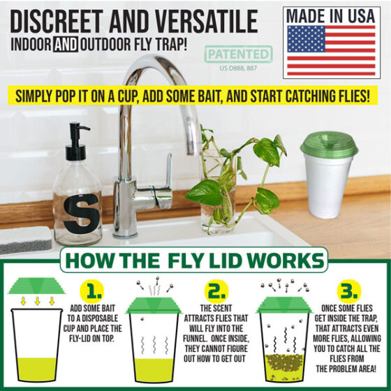 Fly Lid Combo- Indoor Outdoor Eco Friendly Fly Control Pack – Includes 12 Fly-Lids for Disposable Cups and (3) 5 Gallon Bucket Fly-Condo™ Lids. - fly-lid-combo-indoor-outdoor-eco-friendly-fly-control-pack-includes-12-fly-lids-for-disposable-cups-and-3-5-gallon-bucket-fly-condo™-lids