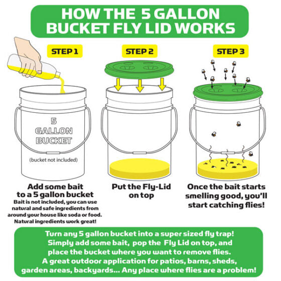 Fly Lid Combo- Indoor Outdoor Eco Friendly Fly Control Pack – Includes 12 Fly-Lids for Disposable Cups and (3) 5 Gallon Bucket Fly-Condo™ Lids. - fly-lid-combo-indoor-outdoor-eco-friendly-fly-control-pack-includes-12-fly-lids-for-disposable-cups-and-3-5-gallon-bucket-fly-condo™-lids