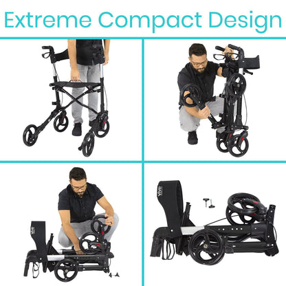 Walker Rollator - Lightweight Foldable Walking Transport - Blue - rollator-walker