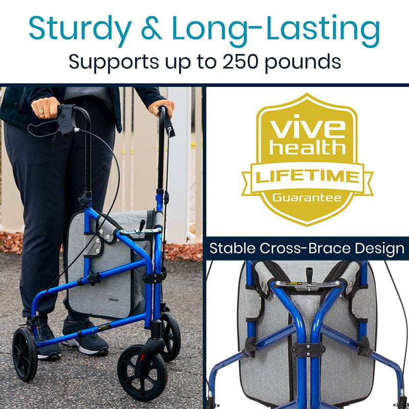 3 Wheel Walker Rollator - Lightweight Foldable Walking Transport - 3-wheel-rollator