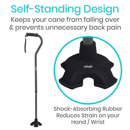Standing Cane Tip - Black - rubber-cane-tips-quad