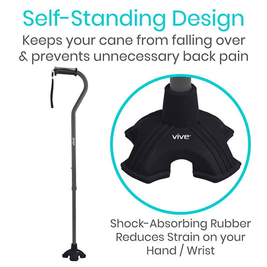 Standing Cane Tip - Black - rubber-cane-tips-quad