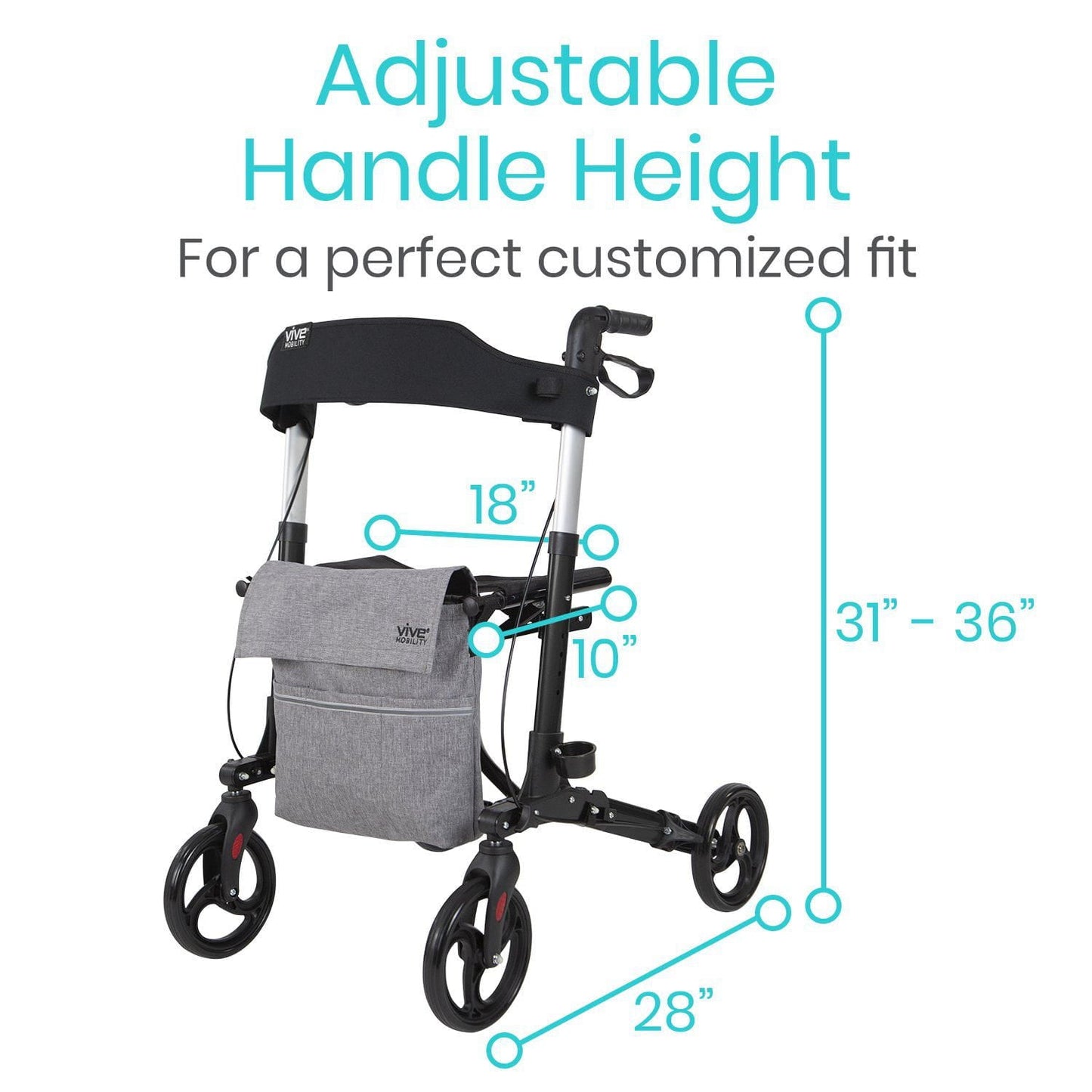 Walker Rollator - Lightweight Foldable Walking Transport - Pink - rollator-walker