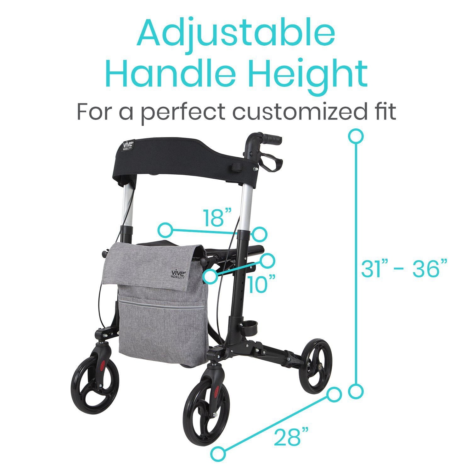 Walker Rollator - Lightweight Foldable Walking Transport - Pink - rollator-walker