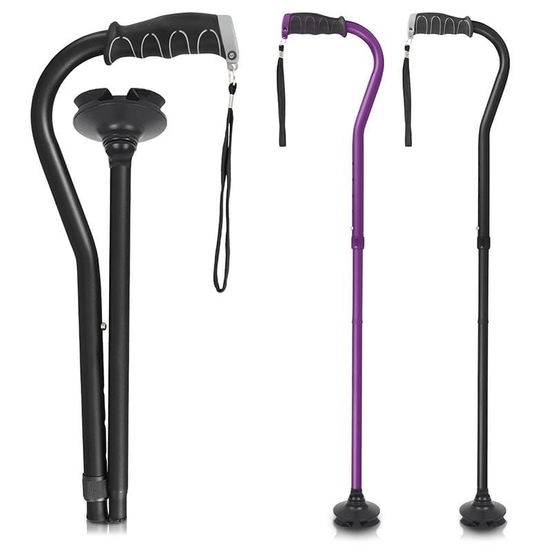Folding Offset Swivel Cane - Black - folding-offset-swivel-cane