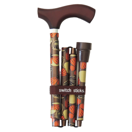 Folding Cane Switch Sticks® Aluminum 32 to 37 Inch Height Mimi Print