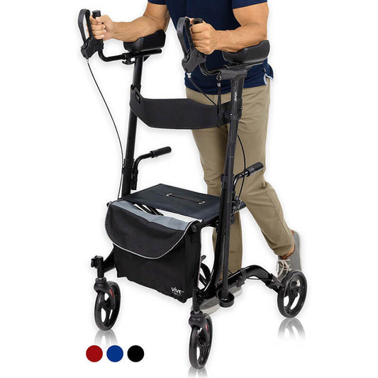 Upright Rollator - Walker with Foldable Transport Seat - Red - upright-walker
