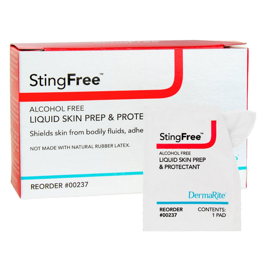 Skin Barrier Wipe StingFree™ Alcohol-Free Liquid Skin Prep & Shield Hexamethyldisiloxane / Decamethylcyclopentasiloxane Individual Packet NonSterile,  Packaging Type- Case