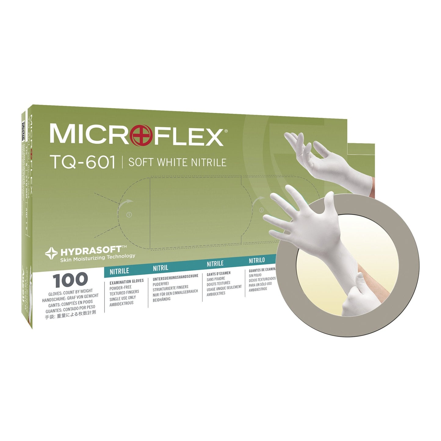 Exam Glove Soft White Nitrile* X-Small NonSterile Nitrile Standard Cuff Length Textured Fingertips White Not Rated, Packaging Type- Box