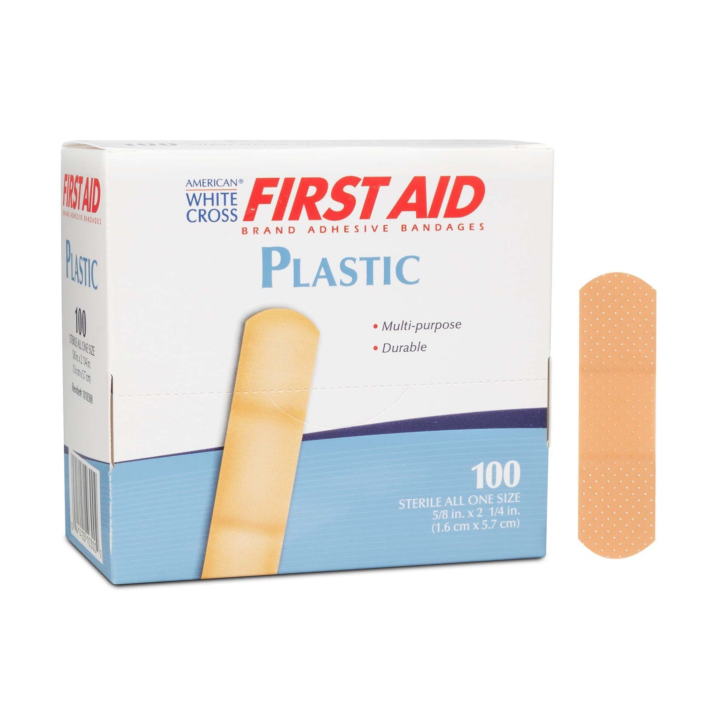 Adhesive Strip American White Cross 5/8 X 2-1/4 Inch Plastic Rectangle Tan Sterile, Packaging Type- Box