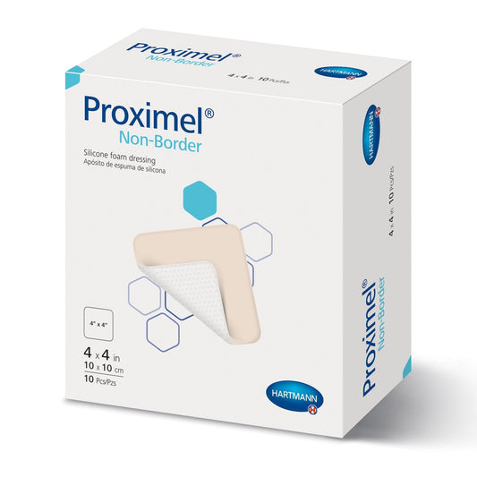Foam Dressing Proximel Basic Non-Border 4 X 4 Inch Without Border Waterproof Film Backing Nonadhesive Square Sterile,  Packaging Type- Each