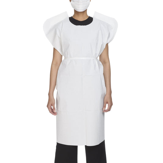 Patient Exam Gown McKesson One Size Fits Most White Disposable, Packaging Type- Case
