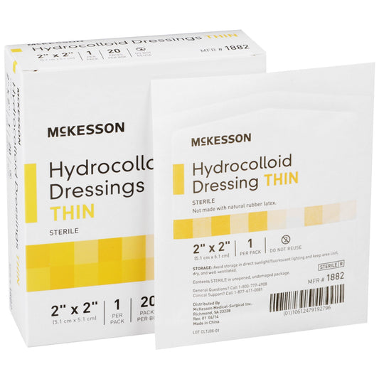 Thin Hydrocolloid Dressing McKesson 2 X 2 Inch Square,  Packaging Type- Box