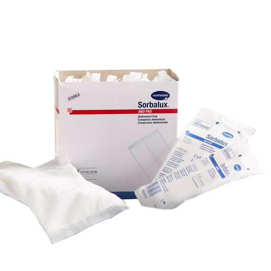 Abdominal Pad Sorbalux ABD 5 X 9 Inch 1-Ply Sterile 1 per Pouch,  Packaging Type- Each