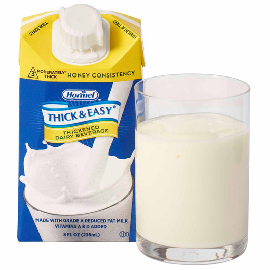 Thickened Beverage Thick & Easy Dairy 8 oz. Carton Milk Flavor Liquid IDDSI Level 3 Moderately Thick/Liquidized,  Packaging Type- Case