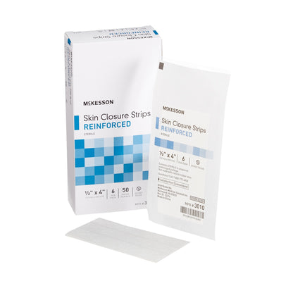 Skin Closure Strip McKesson 1/2 X 4 Inch Nonwoven Material Reinforced Strip White, Packaging Type- Box