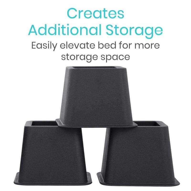 Bed Risers - 16-Pack (8 Each Size- 5" and 3") - bed-risers