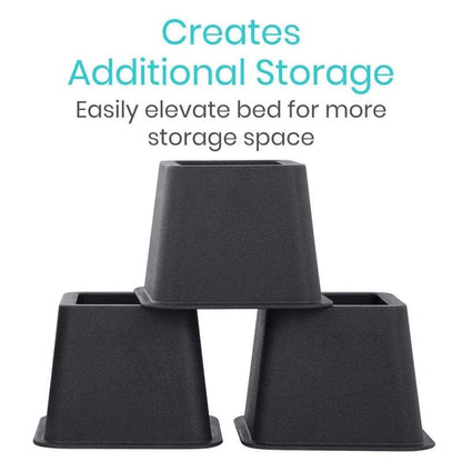 Bed Risers - 16-Pack (8 Each Size- 5" and 3") - bed-risers