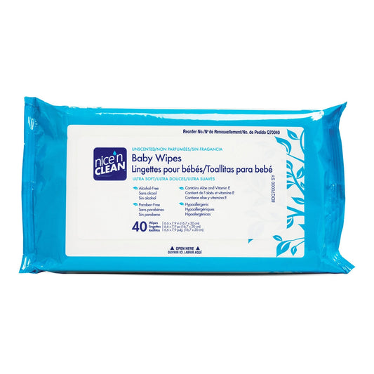 Baby Wipe Nice'n Clean Soft Pack Unscented 40 Count,  Packaging Type- Case