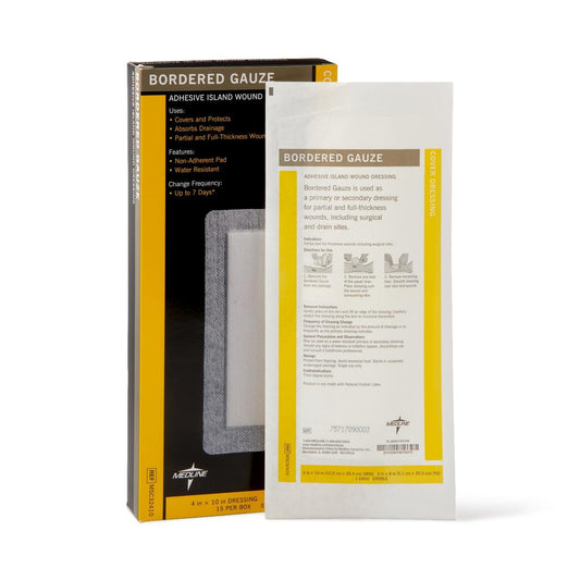 Island Dressing Medline 4 X 10 Inch Rectangle Sterile Water Resistant Nonwoven Backing, Packaging Type- Box