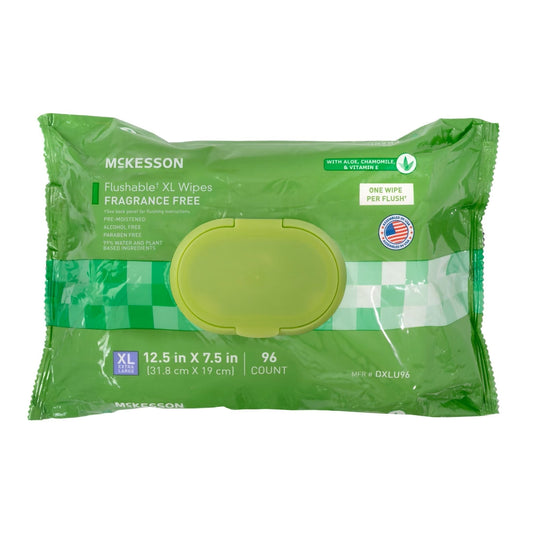 Flushable Personal Wipe McKesson Soft Pack Unscented 96 Count