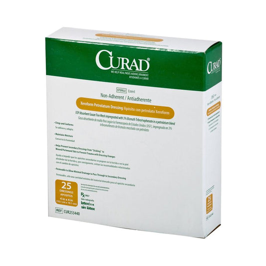 Xeroform Petrolatum Impregnated Dressing Curad Square 4 X 4 Inch Sterile, Packaging Type- Box