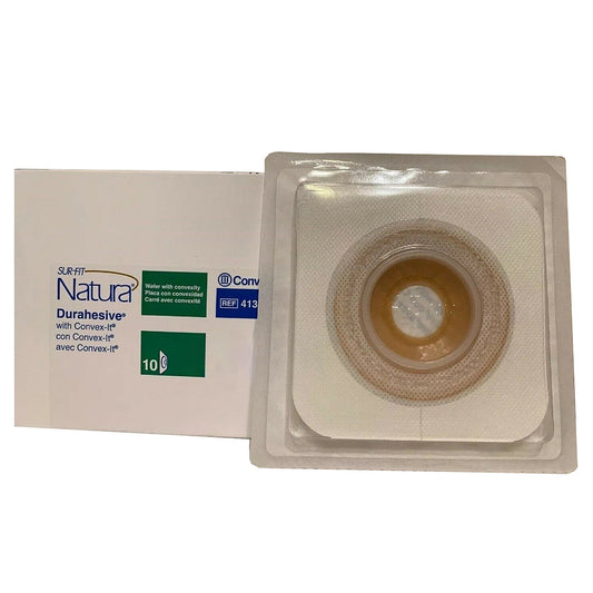 Ostomy Barrier Sur-Fit Natura Precut, Extended Wear Durahesive Adhesive 45 mm Flange Sur-Fit Natura System Hydrocolloid 7/8 Inch Opening 4-1/2 X 4-1/2 Inch, Packaging Type- Each