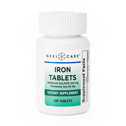 Mineral Supplement Geri-Care Iron 325 mg Strength Tablet 100 per Bottle, Packaging Type- Case