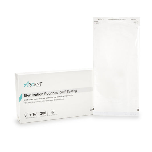 Sterilization Pouch McKesson Argent Sure-Check Ethylene Oxide (EO) Gas / Steam 8 X 16 Inch Transparent / Blue Self Seal Paper / Film, Packaging Type- Box