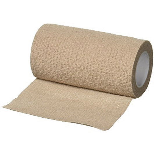 Cohesive Bandage Cardinal Health™ 4 Inch X 5 Yard Self-Adherent Closure Tan NonSterile Standard Compression,  Packaging Type- Each