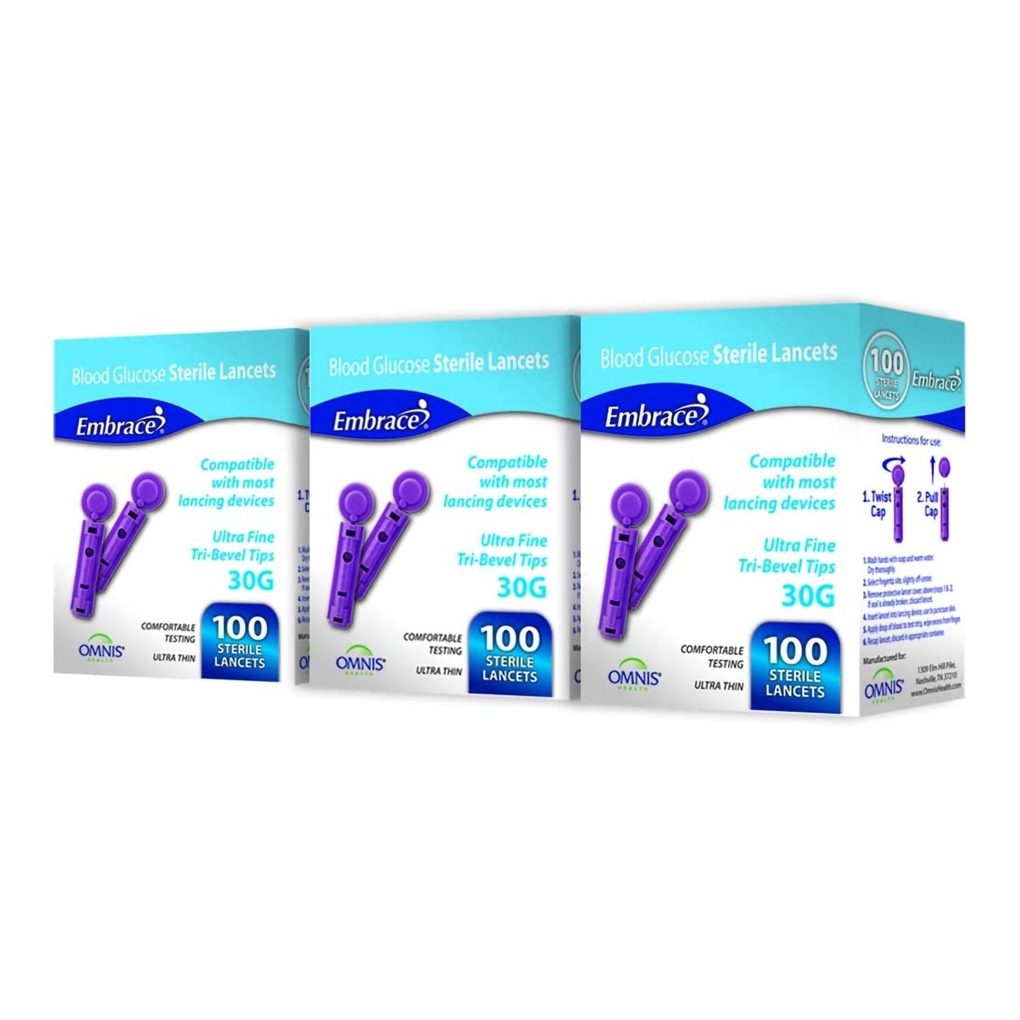 Lancet for Lancing Device Embrace 30 Gauge Non-Safety Twist Off Cap Finger, Packaging Type- Box