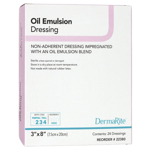 Oil Emulsion Impregnated Dressing DermaRite Rectangle 3 X 8 Inch Sterile,  Packaging Type- Each