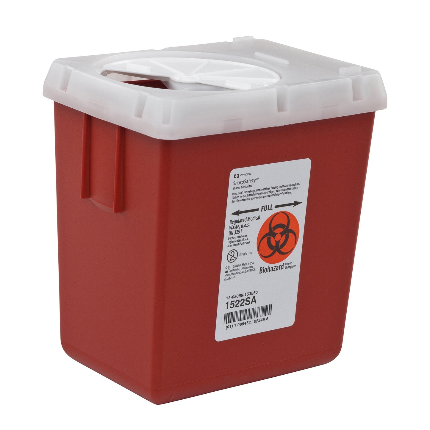 Sharps Container AutoDrop Red Base 7-1/4 H X 6-1/2 W X 4-1/2 D Inch Vertical Entry 0.55 Gallon