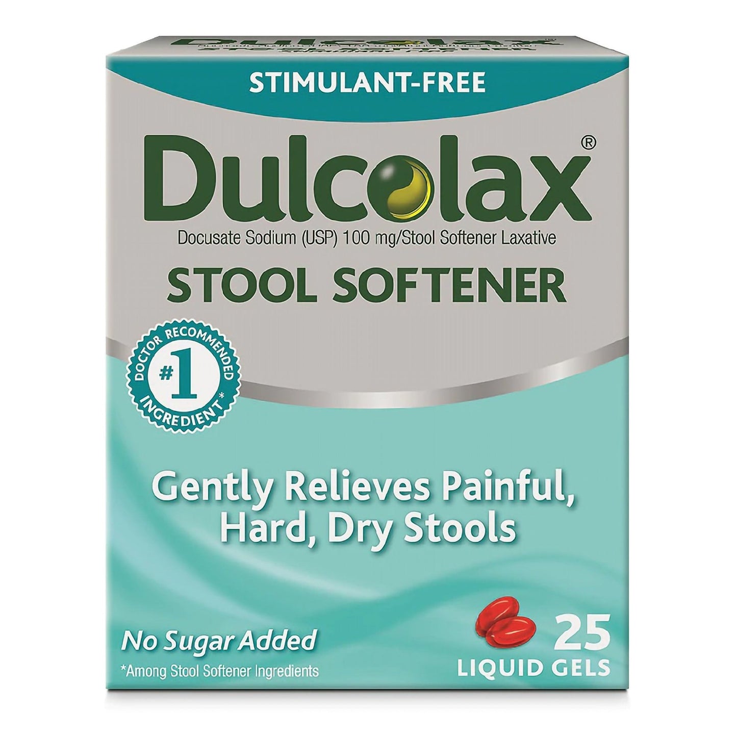 Stool Softener Dulcolax Gelcap 25 per Box 100 mg Strength Docusate Sodium,  Packaging Type- Box
