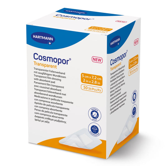 Transparent Film Dressing with Pad Cosmopor 2 X 2.8 Inch 4 Tab Delivery Rectangle Sterile,  Packaging Type- Case