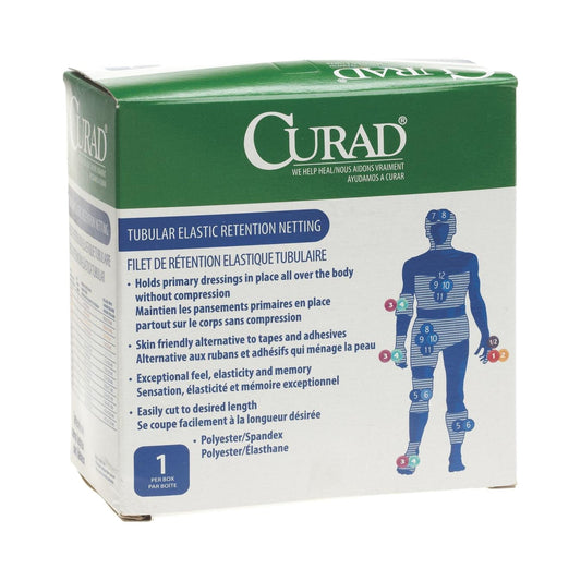Elastic Net Retainer Dressing Curad Tubular Rayon / Polyester Knit 6 Inch X 25 Yard Size 1 White Large Finger / Toe / Wrist NonSterile, Packaging Type- Each