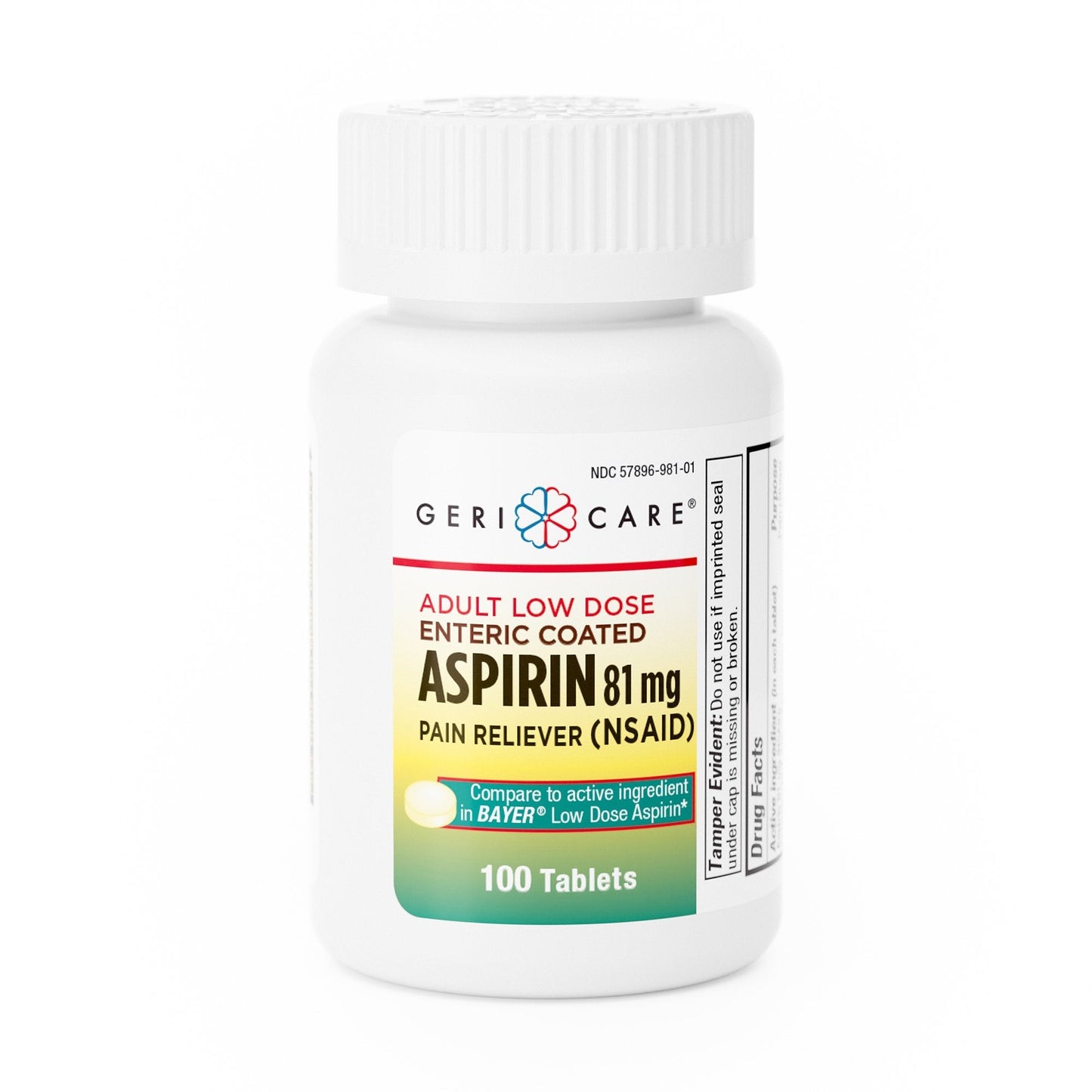 Pain Relief McKesson Brand 81 mg Strength Aspirin Tablet 100 per Bottle, Packaging Type- Case