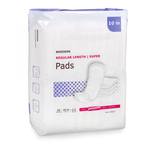 Bladder Control Pad McKesson Super 10 Inch Length Moderate Absorbency Polymer Core One Size Fits Most, Packaging Type- Case