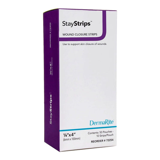 Skin Closure Strip StayStrips 1/4 X 4 Inch Nonwoven Material Flexible Strip White, Packaging Type- Box