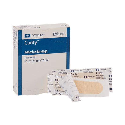Adhesive Strip Curity Sensitive Skin 1 X 3 Inch Plastic Rectangle Tan Sterile, Packaging Type- Case