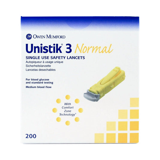 Safety Lancet Unistik 3 23 Gauge Retractable Push Button Activation Finger, Packaging Type- Box