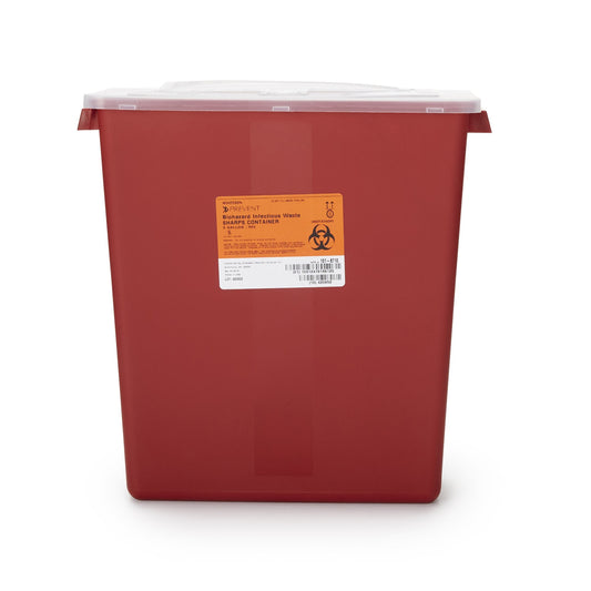 Sharps Container McKesson Red Base 13-1/2 H X 12-1/2 W X 6 D Inch Horizontal Entry 3 Gallon, Packaging Type- Each