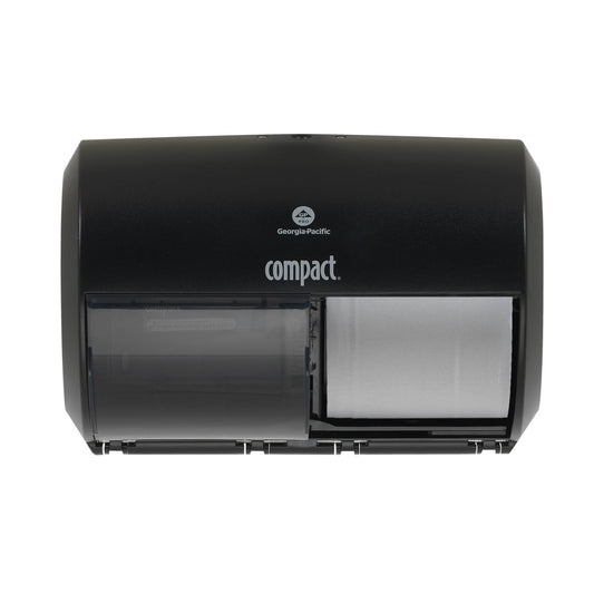 Toilet Tissue Dispenser Compact 2-Roll Side-by-Side Black Plastic Manual Double Roll Wall Mount
