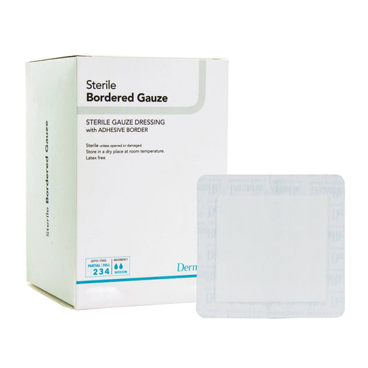 Island Dressing DermaRite Bordered Gauze 4 X 10 Inch Rectangle Sterile, Packaging Type- Each